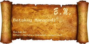 Betskey Manassé névjegykártya
